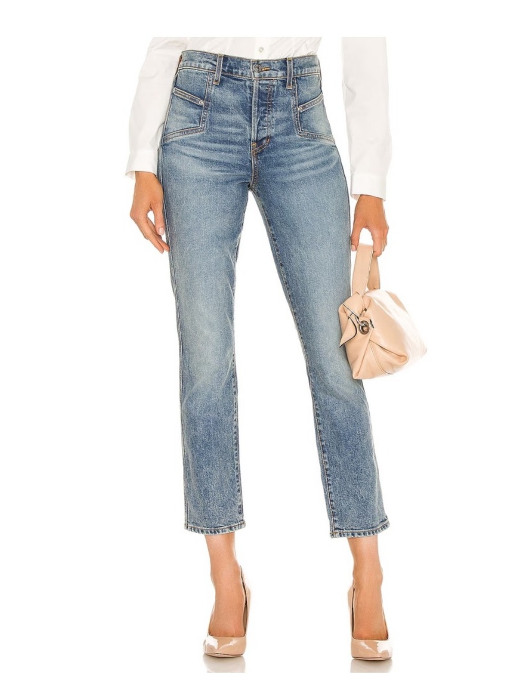 Veronica Beard Ryleigh High-Rise Slim Straight Jeans Size 28/6 Button Fly